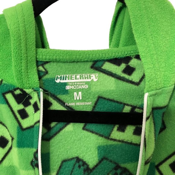 Minecraft Boy's Green Character Print Long Sleeve Hoodie One Piece Pajama M - Picture 3 of 5